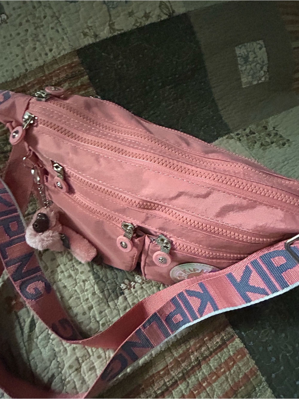 Kipling Rose Pink Nylon Crossbody Bag with Front Zip Pockets - Picture 5 of 13